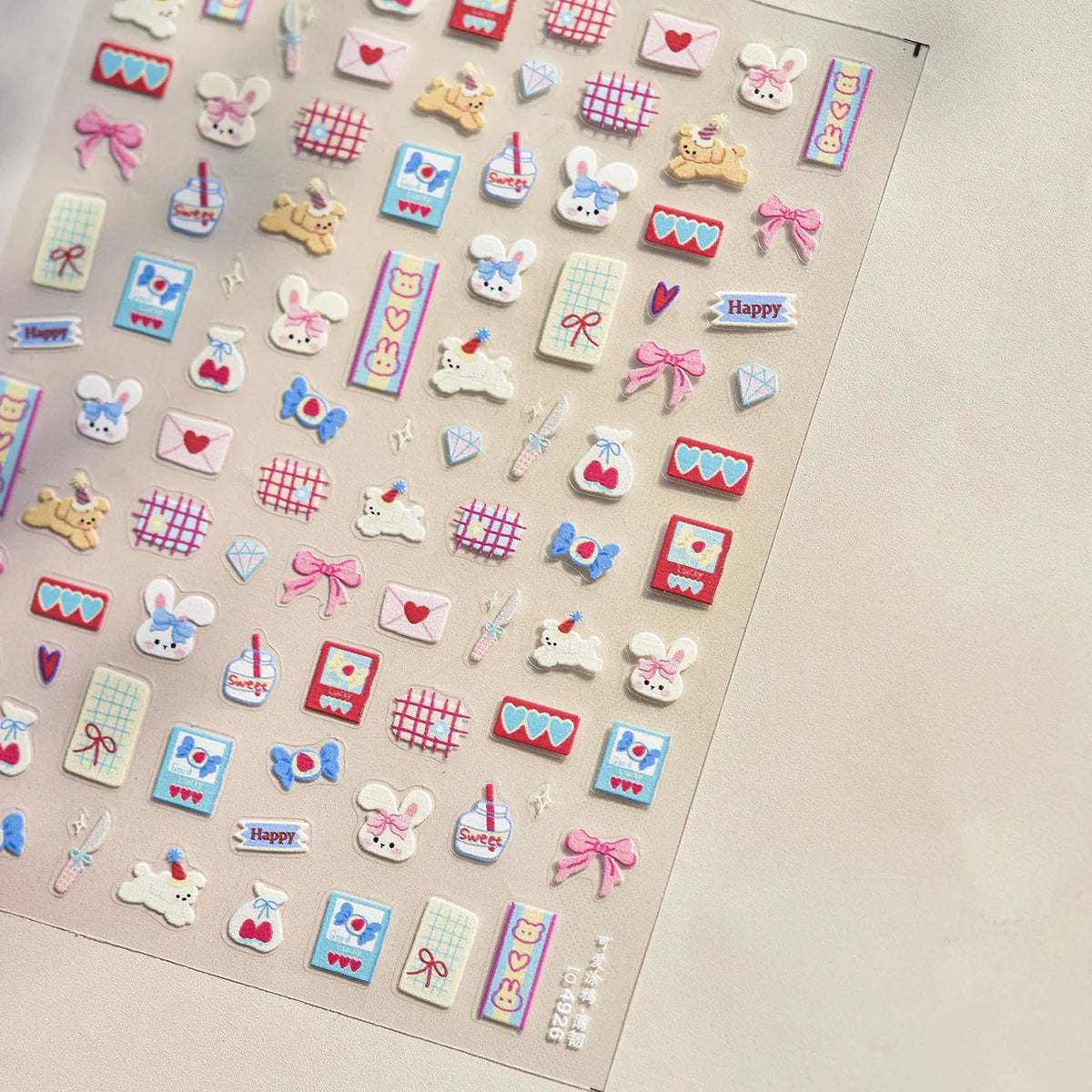 Lovely Animal Graffiti Cat Claw Rabbit Bunny Bear Dog Flower Fruit Dim Sum Candy Sunflower Adhesive 5D Nail Art Stickers Decal