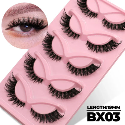 Veltrinay Fake Lashes Cat Eye Lashes Faux Mink Eyelashes Clear Band Lashes Natural Look Wispy Mink Eyelashes False Lashes Makeup