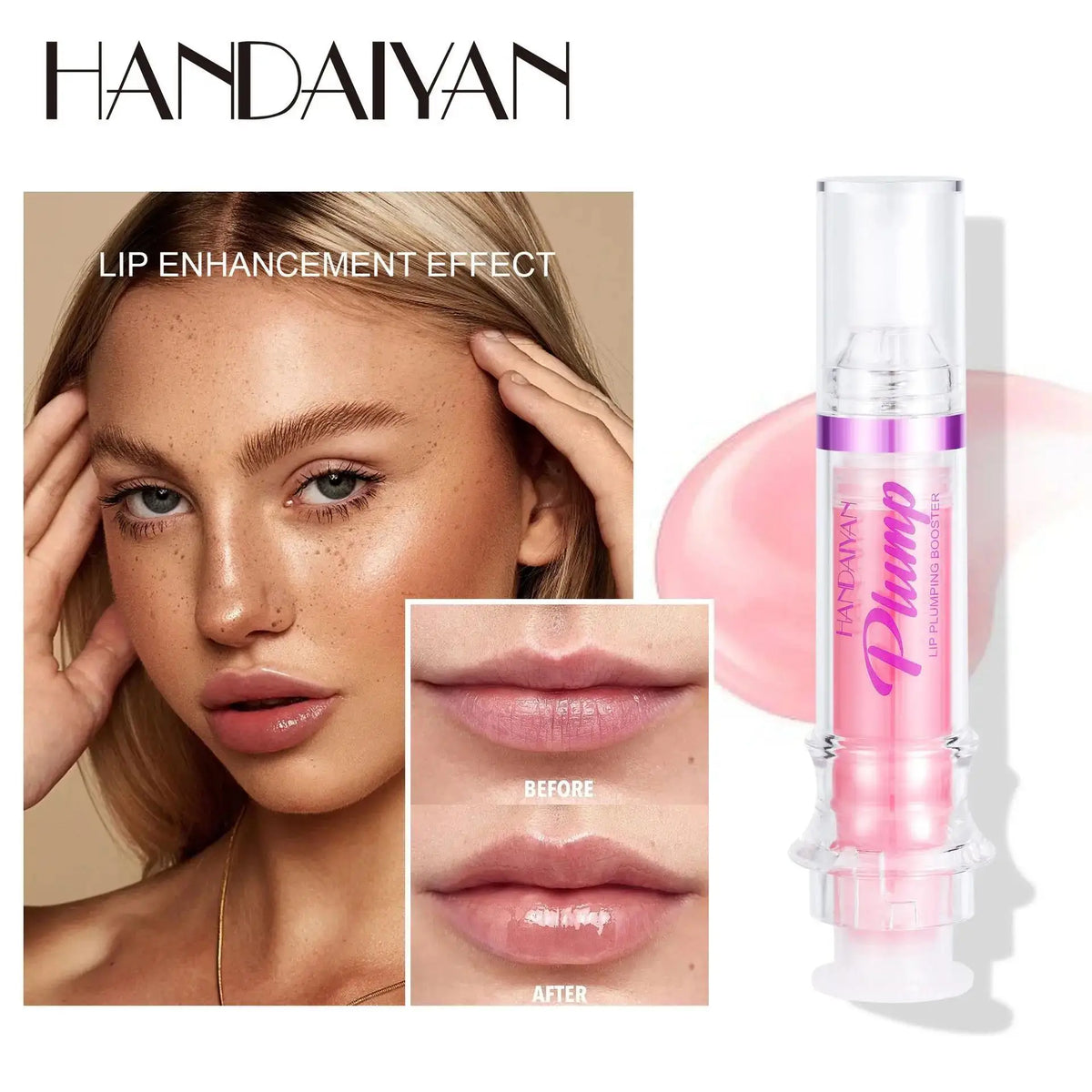 HANDAYAN 6 Color Lip Plumper Gloss Moisturizing Honey Oil Enhancer Transparent Shine Booster Makeup Beauty
