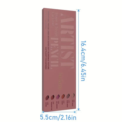 6pcs Velvet Matte Lip Liner Set | Long-Lasting, Non-Drying | Perfect for Delineating and Filling Lips
