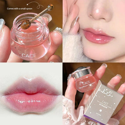 CACE Cherry Blossom Honey Lip Balm — Deeply Hydrating and Plumping, Water-Rich Glossy Finish, Non-Sticky,