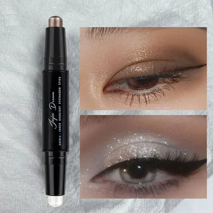 Dual-Ended Eyeshadow Stick,  Matte & Shimmer, Waterproof Long-Lasting 3-Color Creamy Pencil, Smoky & Natural, Xmas Winter
