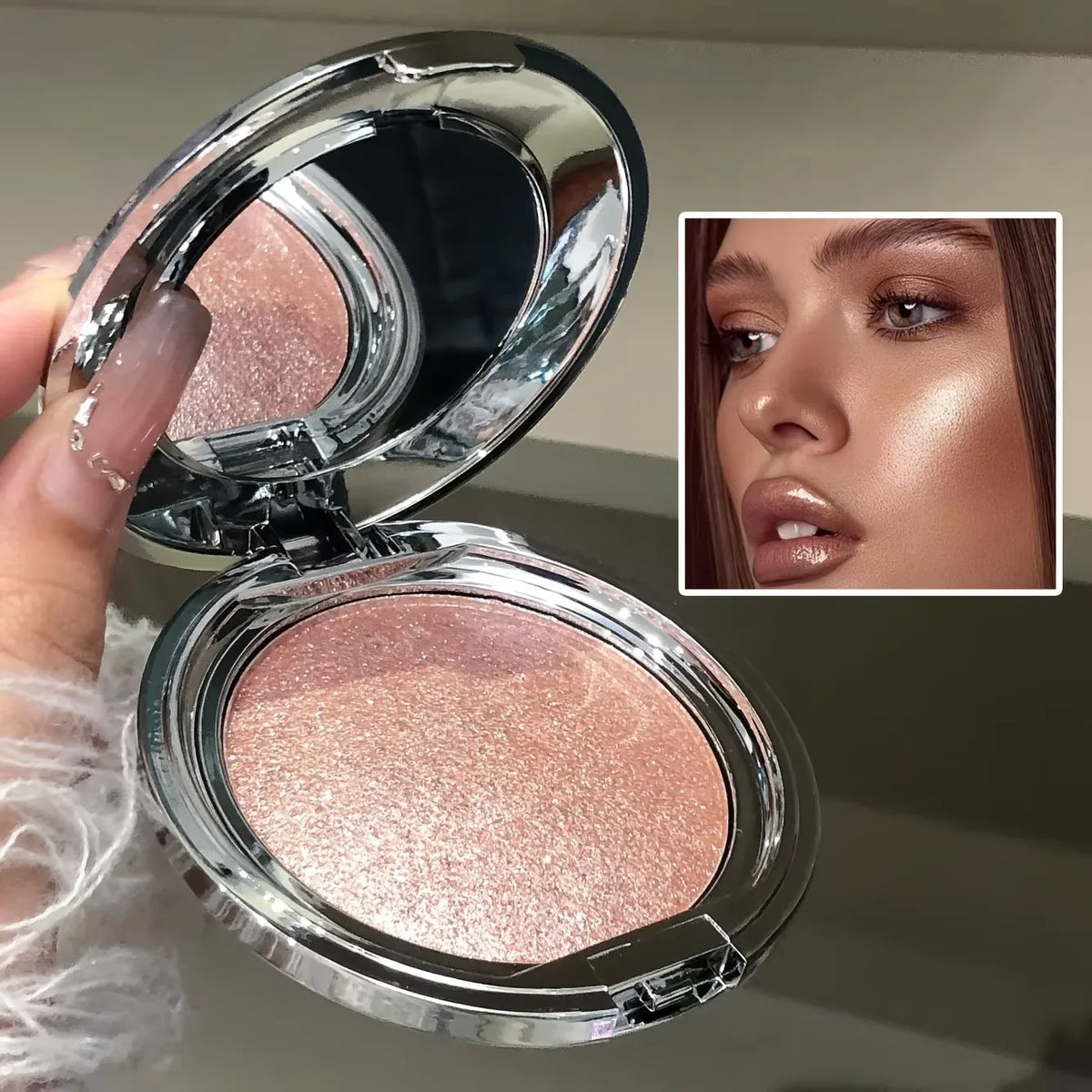 Monochrome Highlighter Cream, Facial Brightening, Diamond Sparkle, Shimmer, Pearlescent Mashed Potato Texture, Long-Lasting, Smudge-Proof, Radiant Glow, Contouring, Creating a 3D Effect, Natural Blush, Multifunctional Rouge C