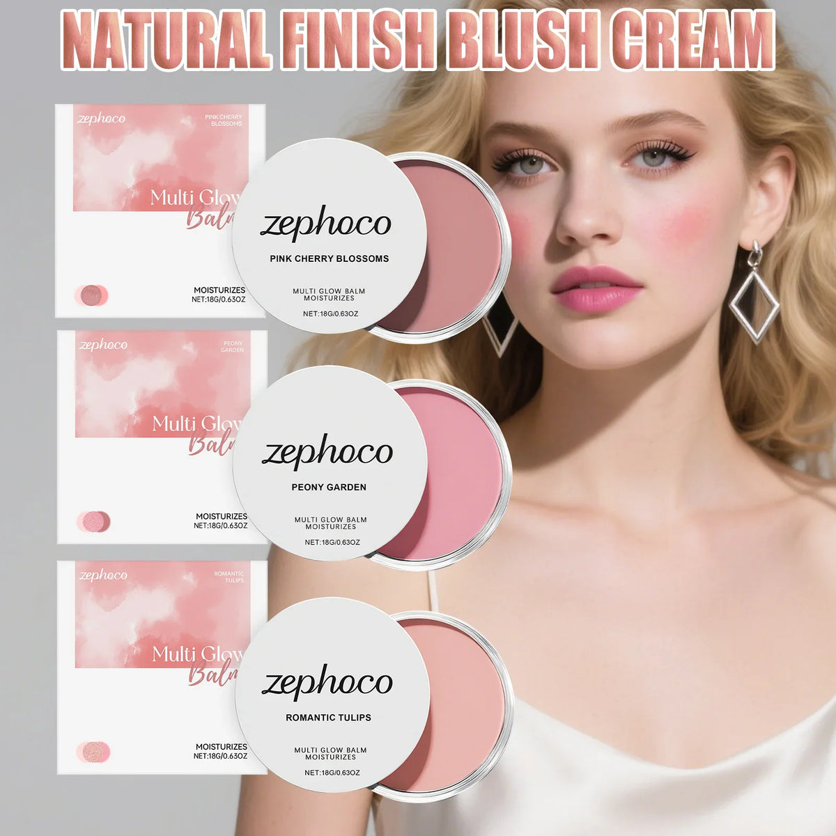 Pink Sakura Cream Blush Makeup Natural Cheek Tint Long Lasting Hydrating Lightweight Blusher Stick  Smooth Comfortable to Wear