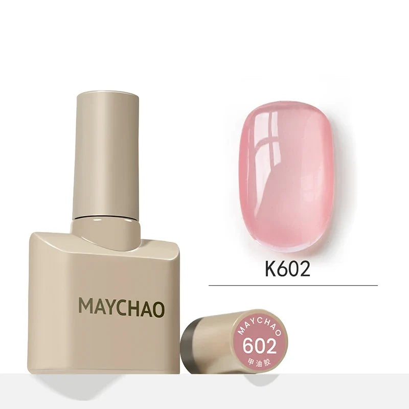 MAYCHAO 12ml Jelly Gel Nail Polish Semi Permanent Top Coat Soak Off UV LED Gel Art Nail Varnish Manicure Long Lasting Nail Gel