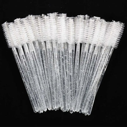 50Pcs Makeup Eyelash Brushes Disposable Crystal Eyebrow brush Diamond Handle Mascara Wand Applicator Lashes Extension Tools