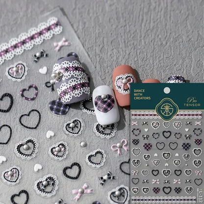 Cat's Eye 5D Gradient European Love Heart Gem Wing Crystal Geometric Colorful Self Adhesive Nail Art Stickers Manicure Decals