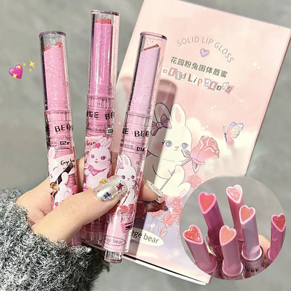 Solid Lip Gloss Gege Bear Garden Pink Rabbit Moisturizing Watery Colored Lip Balm Tender Lipstick Set
