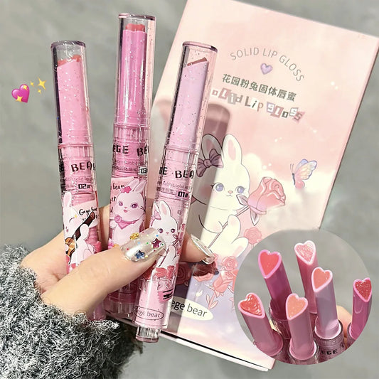 Solid Lip Gloss Gege Bear Garden Pink Rabbit Moisturizing Watery Colored Lip Balm Tender Lipstick Set