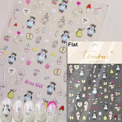 Cute Cat Eye Fishbone Animals Leopard Cat Ginger Cat Kitten Exclamation Point Paw Self Adhesive Nail Art Sticker Manicure Decals
