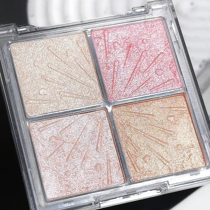 4 Color Face Highlighter Palette Illuminator Palette Natural Glow Waterproof Glitter Shimmer Baked Powder Highlighter Makeup