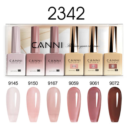 6pcs*9ml CANNI Nail Gel Polish Kit HEMA FREE Jade Jelly Nude Jelly Pink VIP Kit Christmas Gift French Nail Design Natural Color