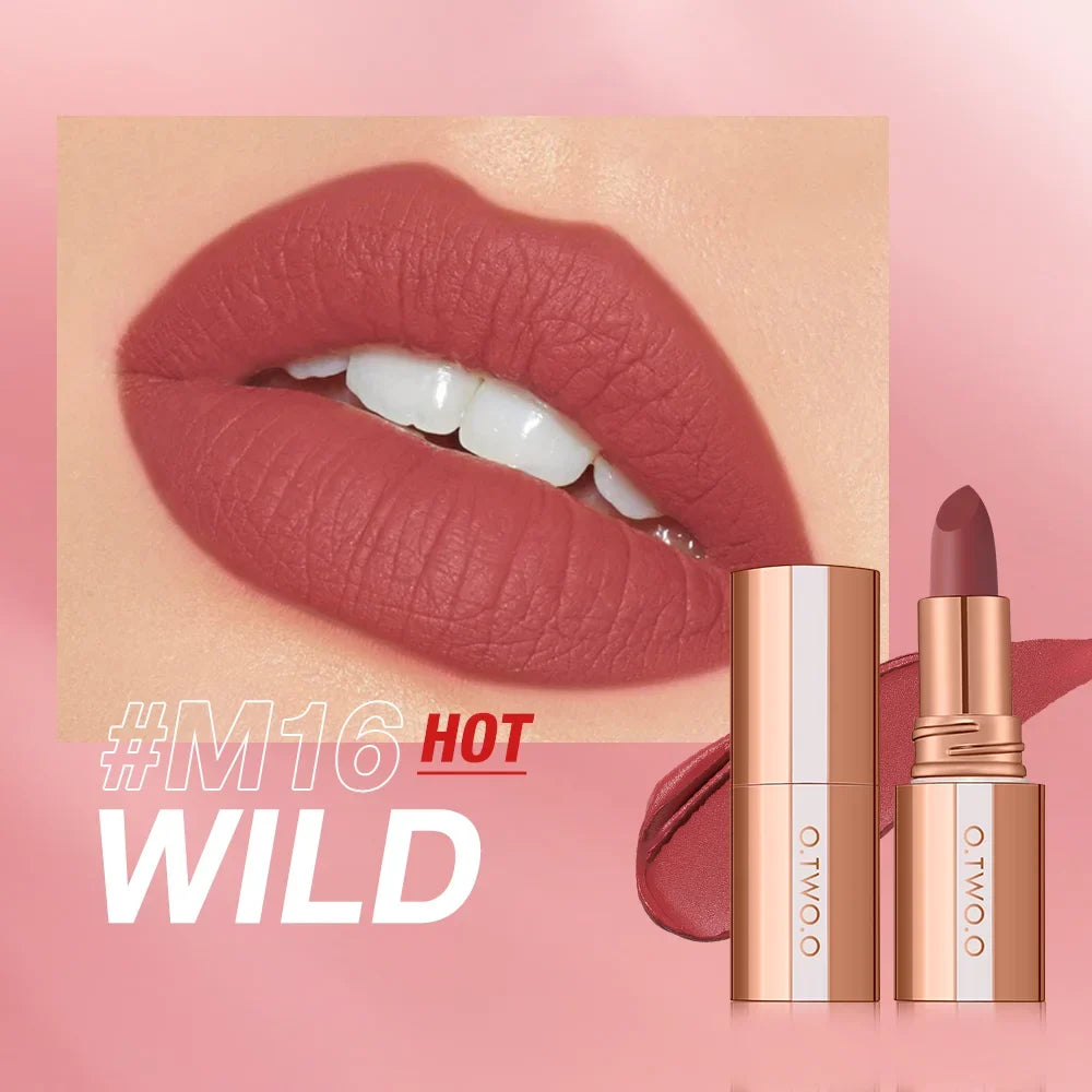 O.TWO.O Matte Lipstick Lip Tint 14 Colors Waterproof Long Lasting Non-transfer Smooth Highly Pigmented Velvet Lip Sticks Makeup