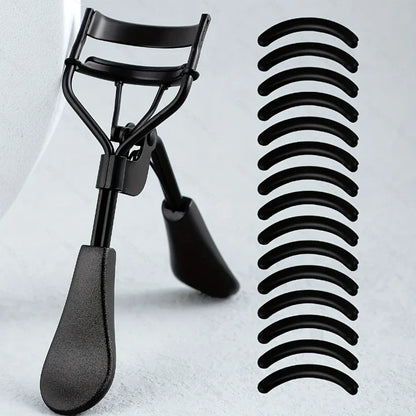 Portable Eyelash Curler with 15 Silicone Pads and Stainless Steel Eyelash Curler, Used for Eyelash Extension and Curling Tools