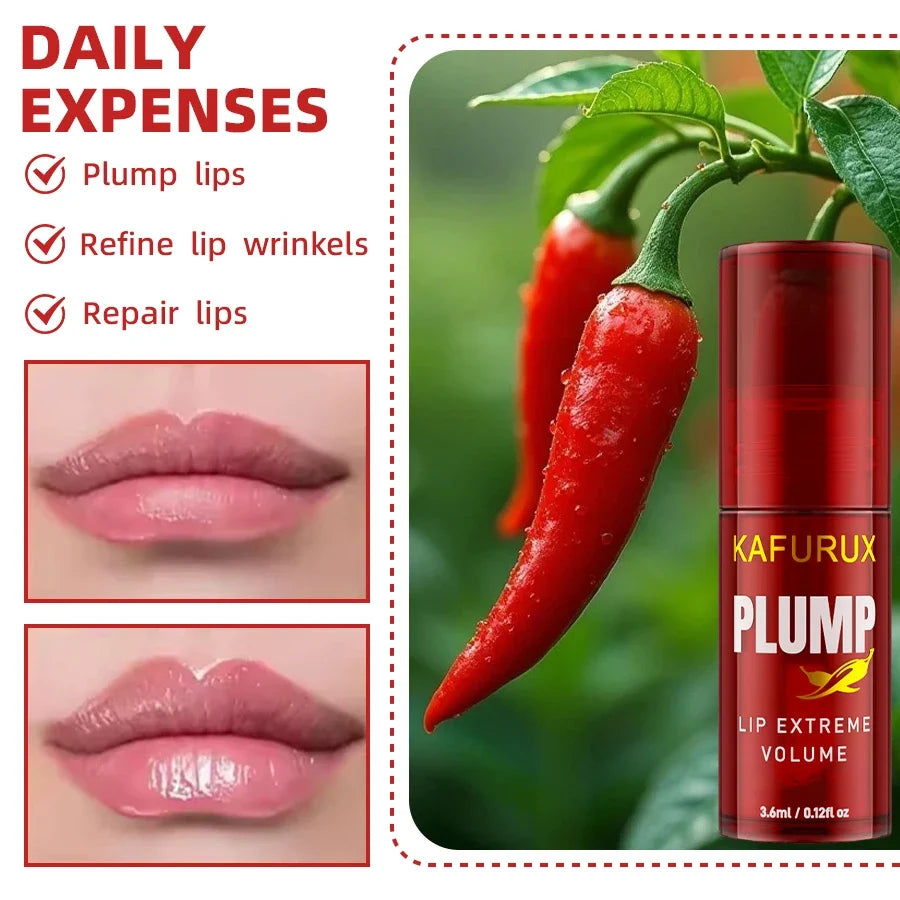 1PC Chili Pepper Lip Plumper Oil Long Lasting Moisturizing Lip Gloss Serum Instant Volumising  Essence Oil Lip Makeup for Women