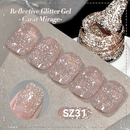 BORN PRETTY 10ml Sliver Carat Mirage Reflective Glitter Gel Nail Polish Sparkling Ultra Shine Soak Off UV Nail Art Gel Varnish