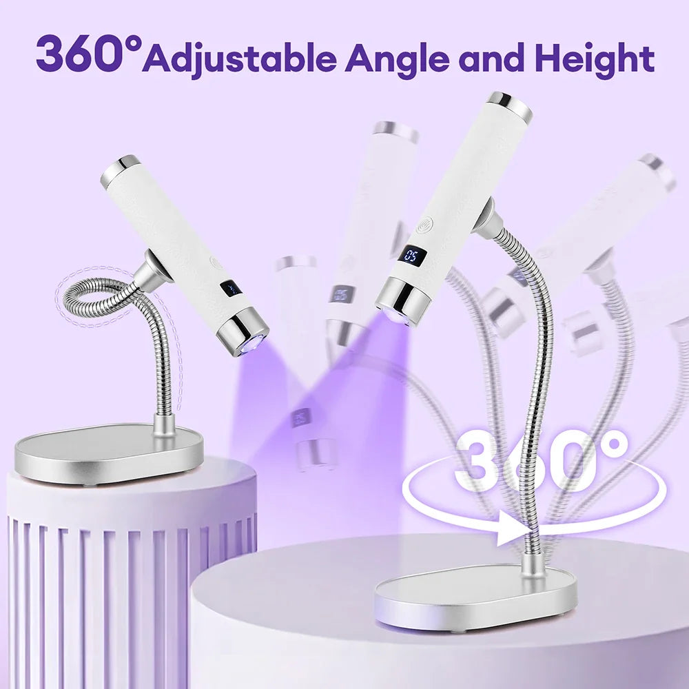 Portable Nail Dryer Light UV Nail Lamp Rechargeable Gel Nails Lamp With Flexible Hose  LED Therapy Light Nail Art Tools