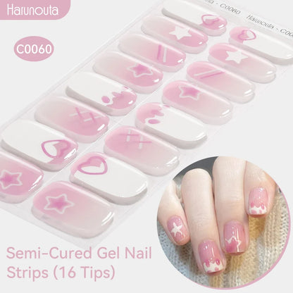Gradient Auroras Semi Cured Gel Nail Strips Sparkly Shinning DIY Gel Polish Stickers for Nails Works with UV/LED Nail Lamps