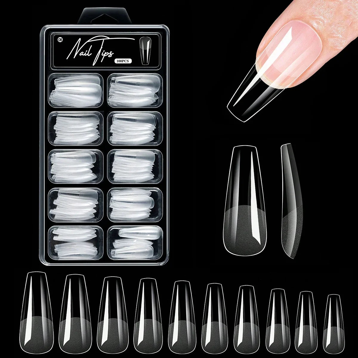 100/600Pcs Short Almond Nail Tips Soft Gel Nail Tips Full Cover False Nail Tips For Acrylic Nails  Salon Home Press On Nails