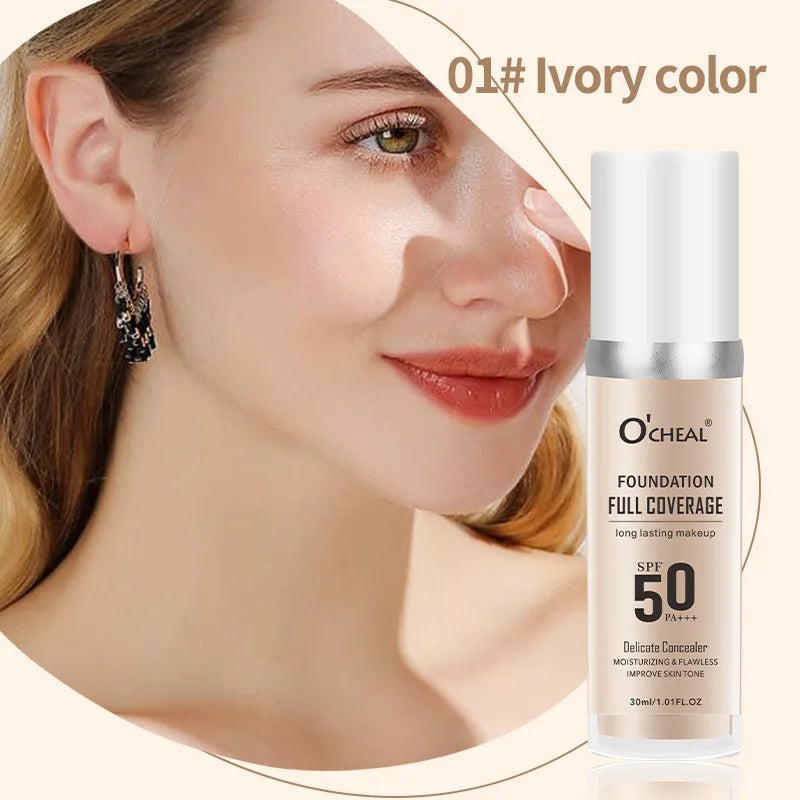 Color Changing Liquid Foundation,Waterproof Concealer,Full Coverage Moisturizing Oil-Control Whitening Cosmetics Lasting Makeup