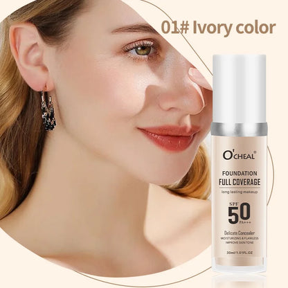 Color Changing Liquid Foundation,Waterproof Concealer,Full Coverage Moisturizing Oil-Control Whitening Cosmetics Lasting Makeup