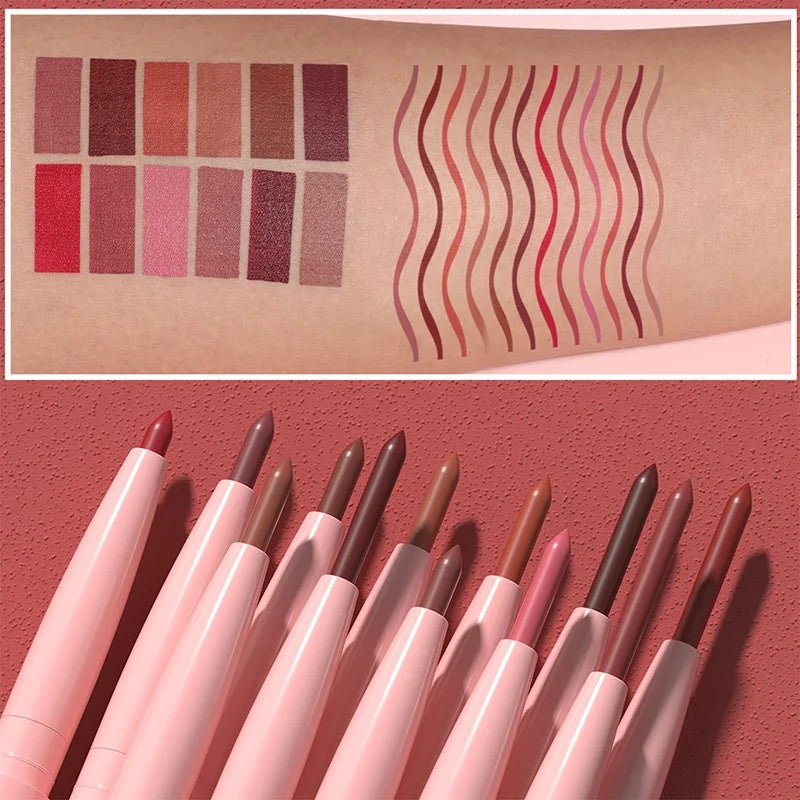 Velvet Matte Lip Liners Pencil Lipstick Makeup Soft Nude Red Brown Tint Lip Stain Waterproof Plumping Lip Outline Contour Makeup