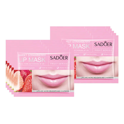 10pcs SADOER Fruits Moisturizing Lip Mask Nourishing Beauty Hydrating Crystal Collagen Gel Lip Patches Skin Care