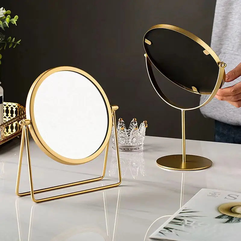 360 Degrees Rotate Iron Desktop Mirror Texture Ladies Makeup Mirror Creative Iron Mirror Strong Sense Of Style