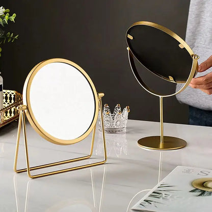 360 Degrees Rotate Iron Desktop Mirror Texture Ladies Makeup Mirror Creative Iron Mirror Strong Sense Of Style