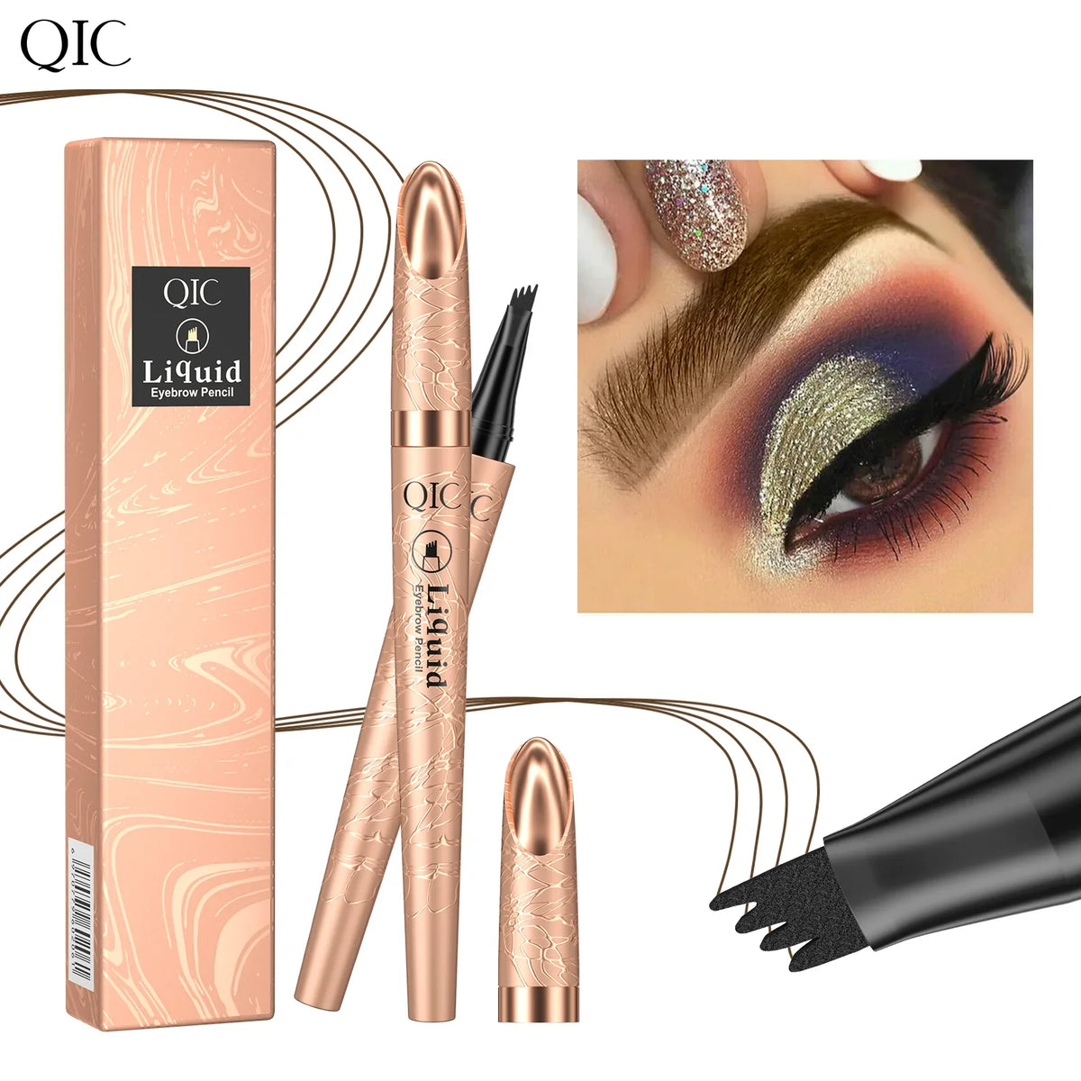 Eyebrow Pencil Liquid Waterproof Eyebrow Pencil Smudge-proof Brow Pencil With 4 Tip Microblade Eyebrow Pen Long-lasting Natural