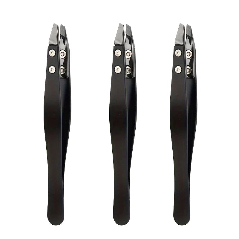 Zirconia Ceramic Pointed Tweezers Stainless Steel Tweezers with Slanted Tips Edges Eyebrows Beards Hair  Eyelash Tweezers