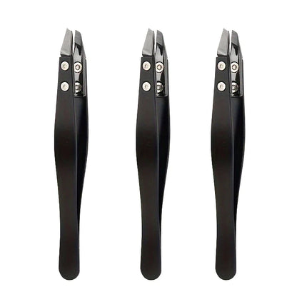 Zirconia Ceramic Pointed Tweezers Stainless Steel Tweezers with Slanted Tips Edges Eyebrows Beards Hair  Eyelash Tweezers