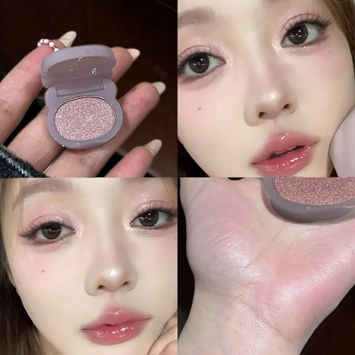 Purple Shining Single-color Eyeshadow Mini Glitter Pearlescent Highlighter Powder Makeup Lasting Shiny Eye Shadow Palette