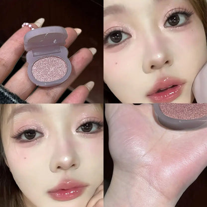 Purple Shining Single-color Eyeshadow Mini Glitter Pearlescent Highlighter Powder Makeup Lasting Shiny Eye Shadow Palette