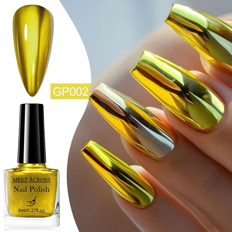 8ml Metallic Nail Polish Mirror Effect Fast Drying Long-Lasting Nails Art Polish DIY No Need Lamp Cure Manicure Nail Supplies