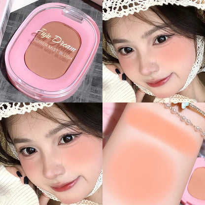 Monochrome flower mist blush powder fine matte brightens rouge natural nude powder pink trimming blush