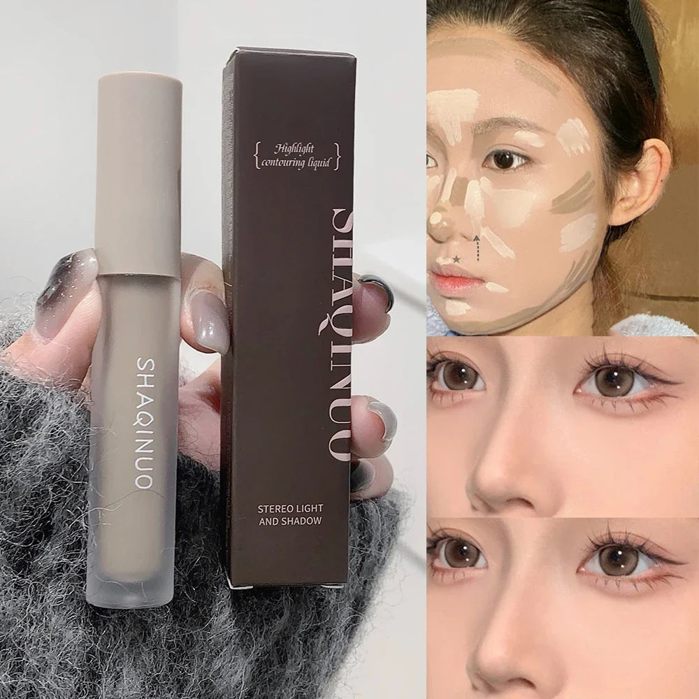 Facial Liquid Contour Stick Concealer Contouring 3D Cement Grey Nose Shadow Cream Brighten Highlighter Bronzer Concealer Makeup