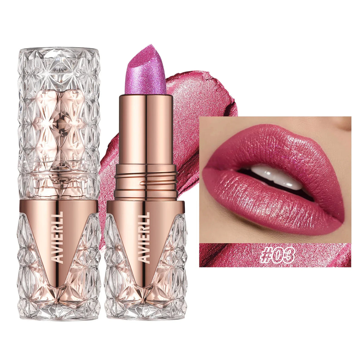 6 Colors 3 in 1 Pearlescent Sparkling Lipstick Matte Glitter Waterproof Long Lasting Pearl Shine Lip Gloss Shimmer Sexy Makeup