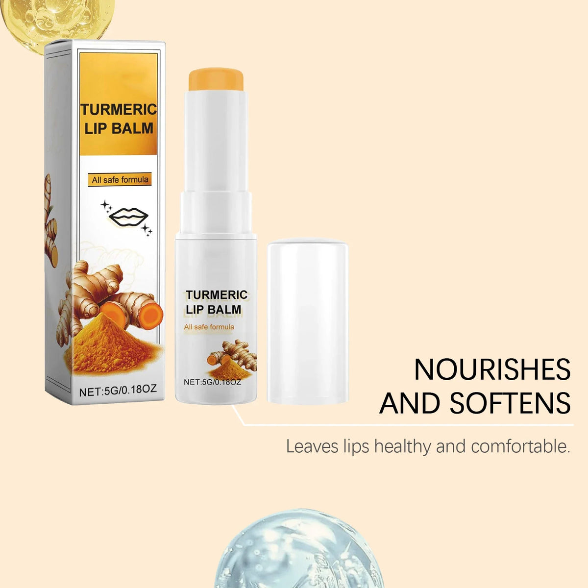 Turmeric Moisturizing Lip Balm Hydrating Protective Barrier Soothing Dry Chapped Lips Long Lasting Natural Formula Lip Care