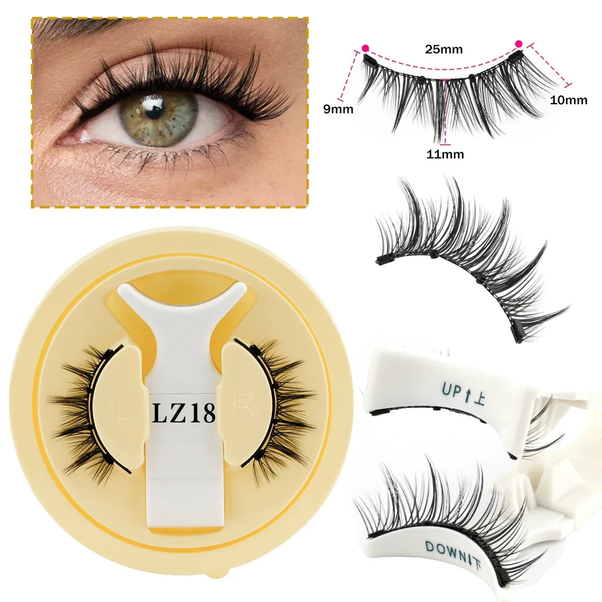 Magnetic Eyelashes 1/2 Pairs Handmade 3D Mink Lashes Reusable False Eyelashes Set Natural Long Fake Eyelash Makeup Tweezers Tool