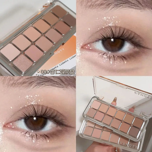 12-Color Matte Eyeshadow Palette - Tea Apricot Earth Tones 12g