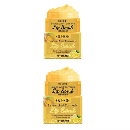 Moisturizing Lip Scrub Rich In Turmeric Lemon Extract Gentle Exfoliator Soften Lips Fade Lip Lines Brighten Lips Skin Care Cream