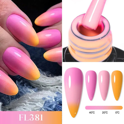 FOUR LILY 7ml Thermal Nail Gel Polish 3 Colors Changing Semi Permanent Soak Off UV/LED Nail Supplies Gel for Manicure Design