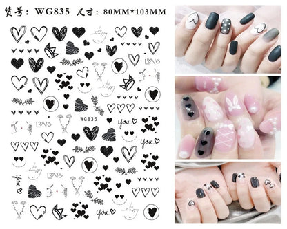 Nail Art Stickers Woman Girl Sexy Sticker Body Press on Nail Slider Black White Decal Decoration Nail Design Accessories Wraps
