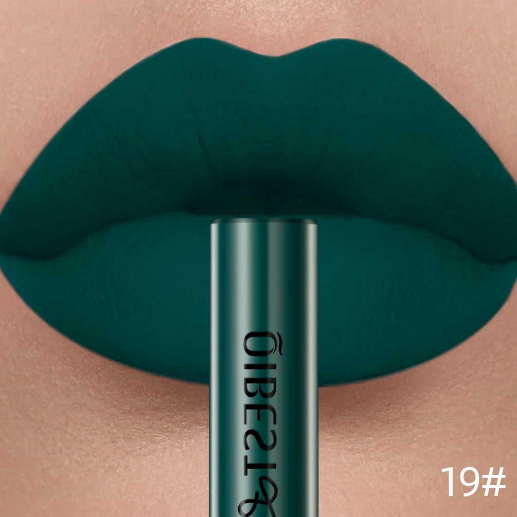 QIBEST Sexy Red Matte Lip Gloss Long Lasting Velvet Liquid Lipstick Lip Makeup Women Beauty Nonstick Cup Waterproof Lipgloss Hot