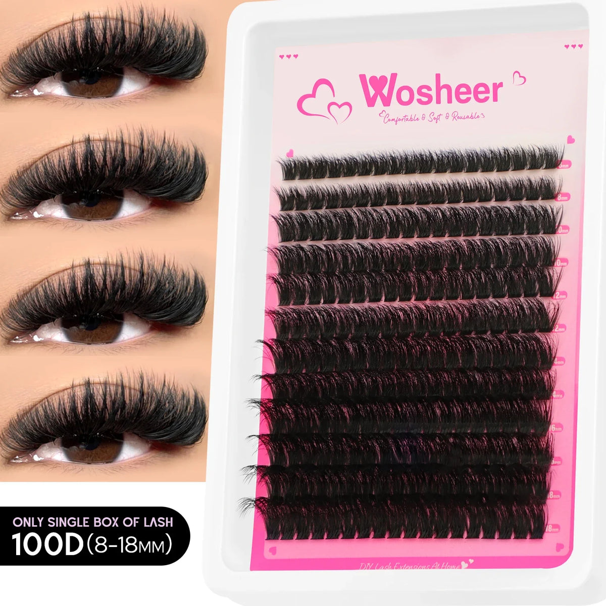 WOSHEER Lash Clusters Kit Lash Spikes Eyelash Clusters Volume Individual Lashes DIY Spiky Lash Extension Manga Clusters Eyelash