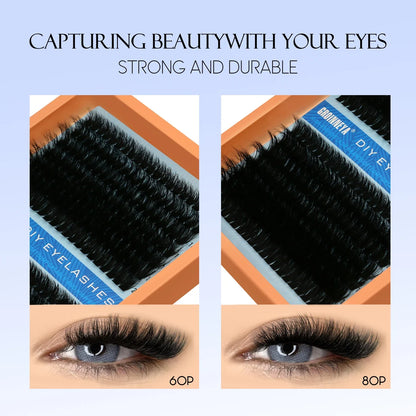 GROINNEYA Fluffy Thick DIY Eyelashes Cluster D/DD Curl Wispy Individual lashes Mix Eyelash Extensions False Eyelashes Extension