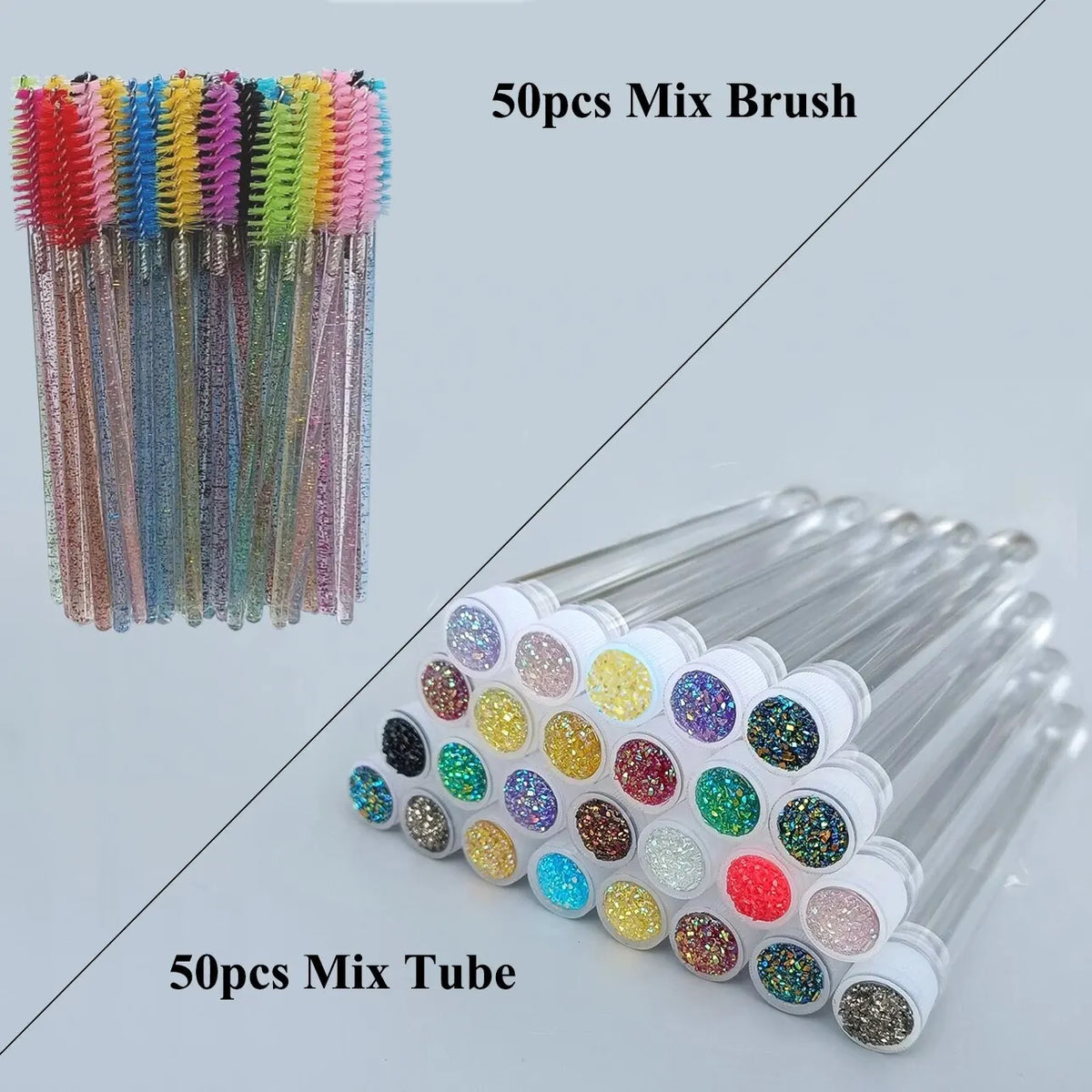 50Pc Reusable Eyebrow Brush Tube Eyelash Brush Eyebrow Brush Replaceable Dust-proof Sparkling Diamond Makeup Brush