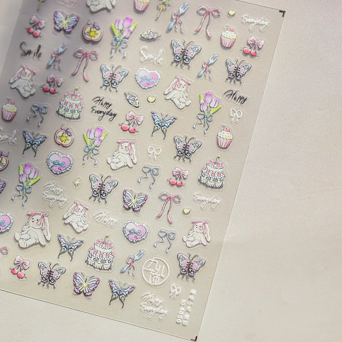 Lovely Animal Graffiti Cat Claw Rabbit Bunny Bear Dog Flower Fruit Dim Sum Candy Sunflower Adhesive 5D Nail Art Stickers Decal