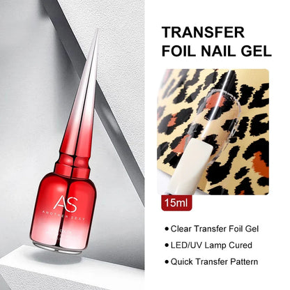 AS 15ml Transfer Foil Gel Nail Polish Soak Off Led Uv Gel Varnish Fast Dry Star Sticker Glue Stamp Gel